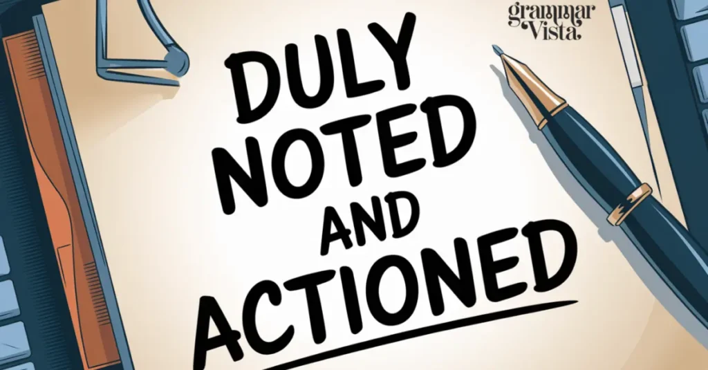 "Duly noted and actioned"