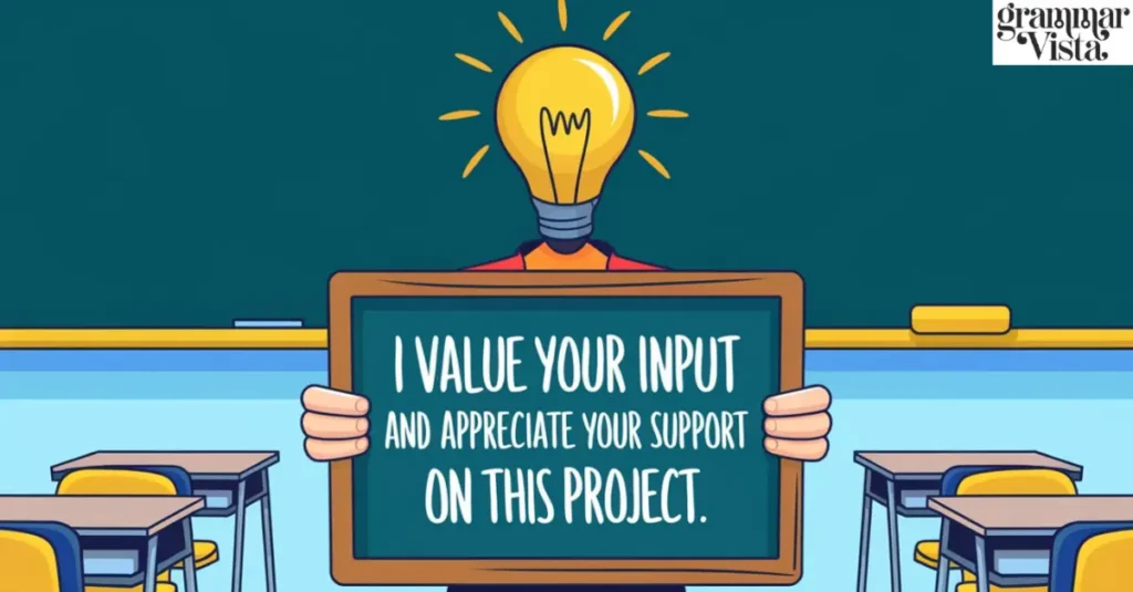 "I value your input and appreciate your support on this project."