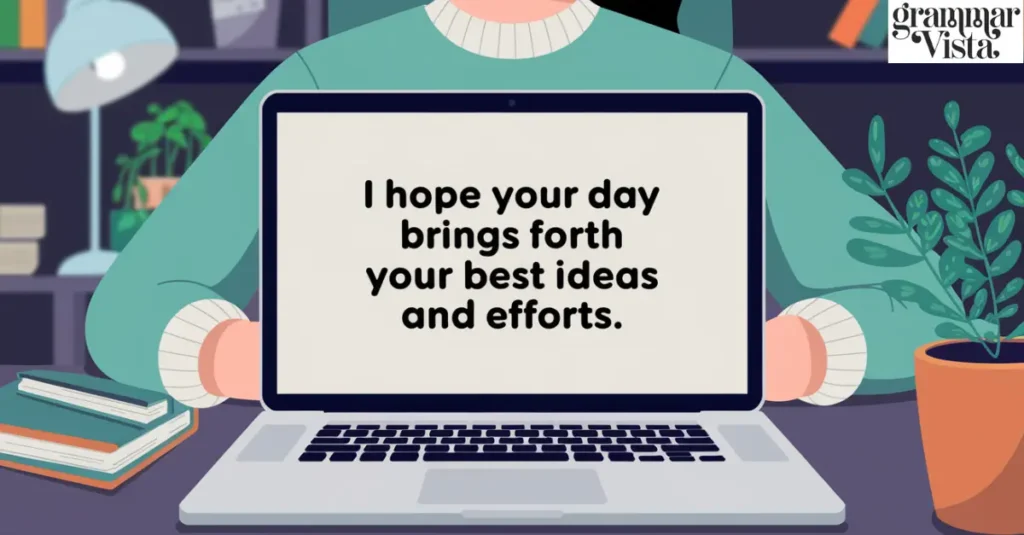 "I hope your day brings forth your best ideas and efforts."