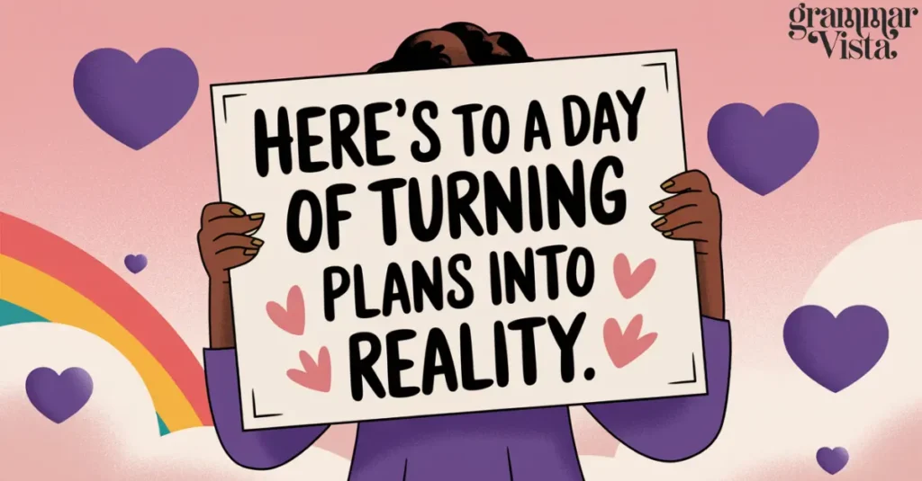 "Here's to a day of turning plans into reality."